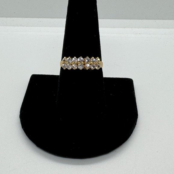 10K Yellow Gold Diamond Ring Double Row size 8 - Picture 3 of 12